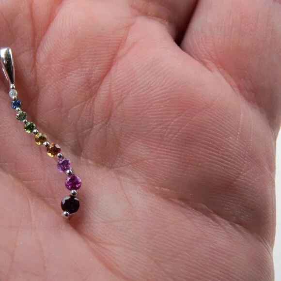 $1600 10k Gold Turmaline Sapphire Diamond Pendent 0.30 Carat tot